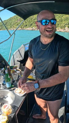 Preparo do almoço a bordo